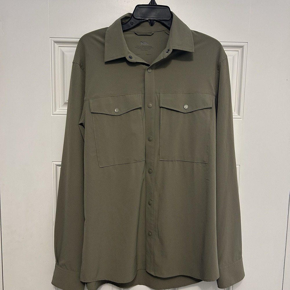 Fjallraven Abisko Trekking Shirt Mens M Green Grid Long Sleeve 87935